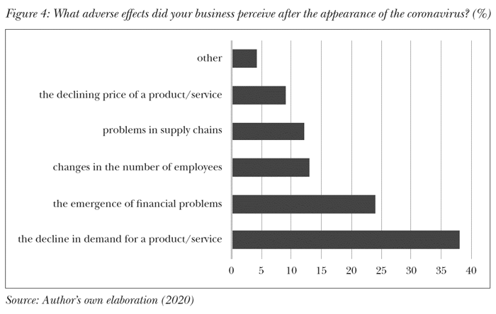 What adverse effects did your business perceive after the appearance of the coronavirus? (%)